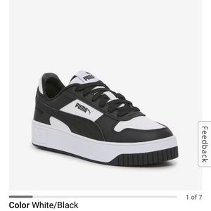 Womens black and white puma sneakers platform